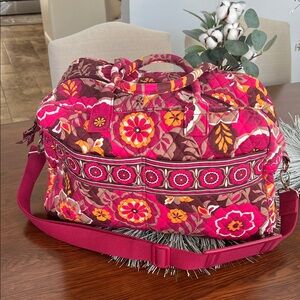 Vera Bradley Pink and Brown Floral Travel Bag